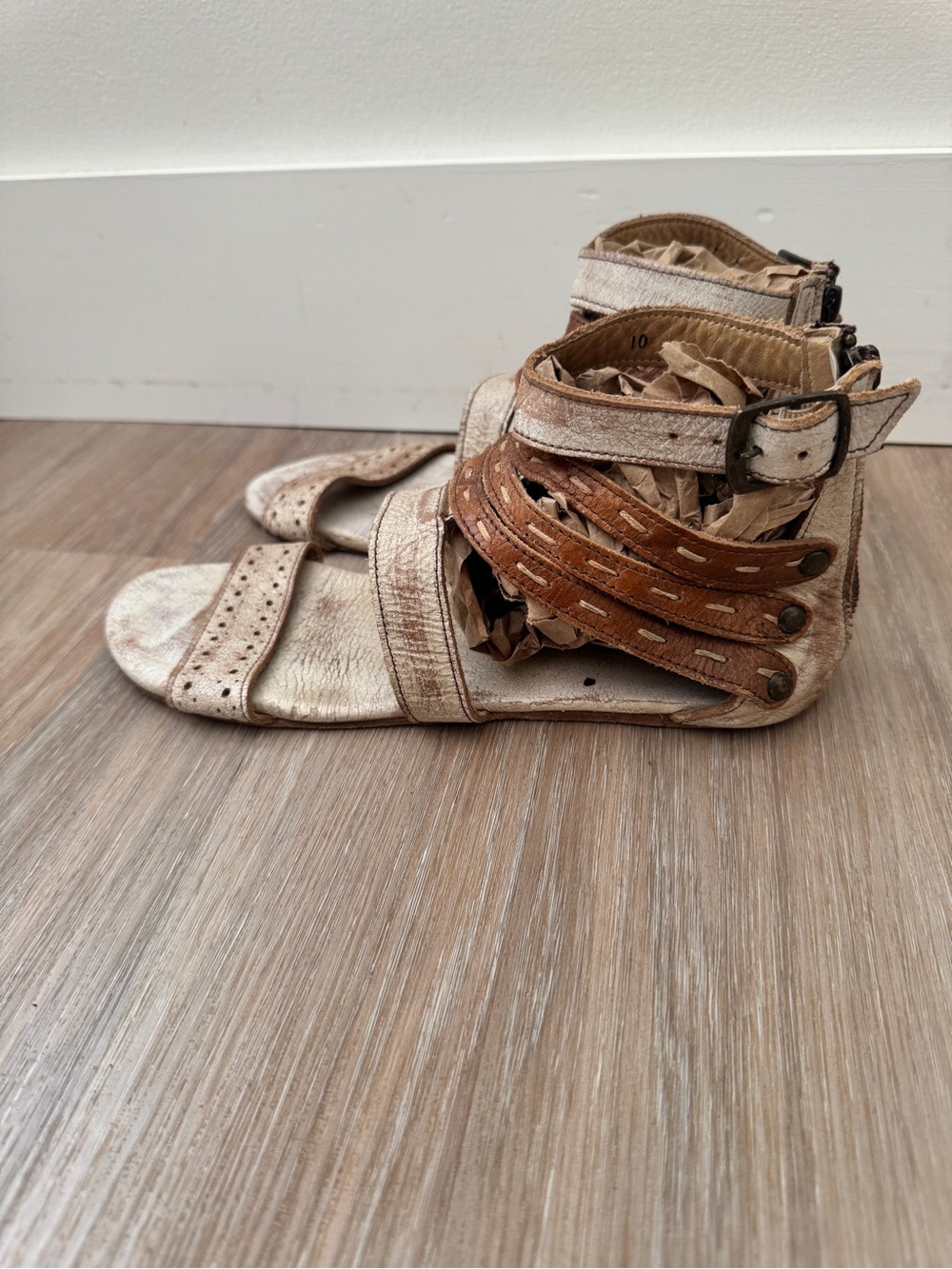Bed Stu Artemis Sandals Women’s 10 Nectar White Tan Leather Boho Gladiator - Picture 4 of 8